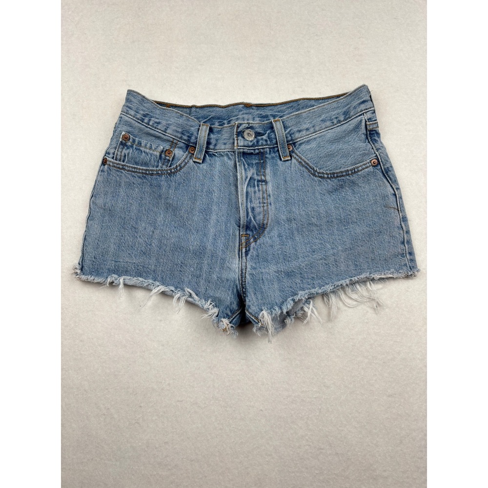 Levi's 501 Denim Shorts W27 Button Fly‎ Raw Hem